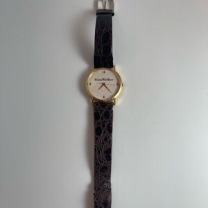Vintage Paine Webber Logo Gold Tone Watch with New Battery -Rare